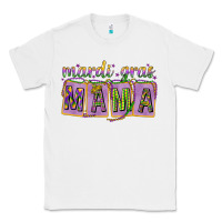 White Mardi Gras Mama with Beads Classic Tee - HowdyJamesFarm