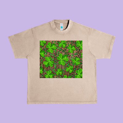Saint Patricks Day Shamrock And Leopard Urban Heavy Tee Designed By Ranaportraitstore