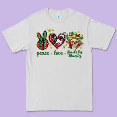 Peace Love Dia De Los Muertos Mexico Premium Tee Designed By Howdyjamesfarm