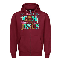 Burgundy all i need is the gym and jesus Zipper Hoodie - JahusDesignShop