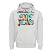 Dove Grey all i need is the gym and jesus Zipper Hoodie - JahusDesignShop