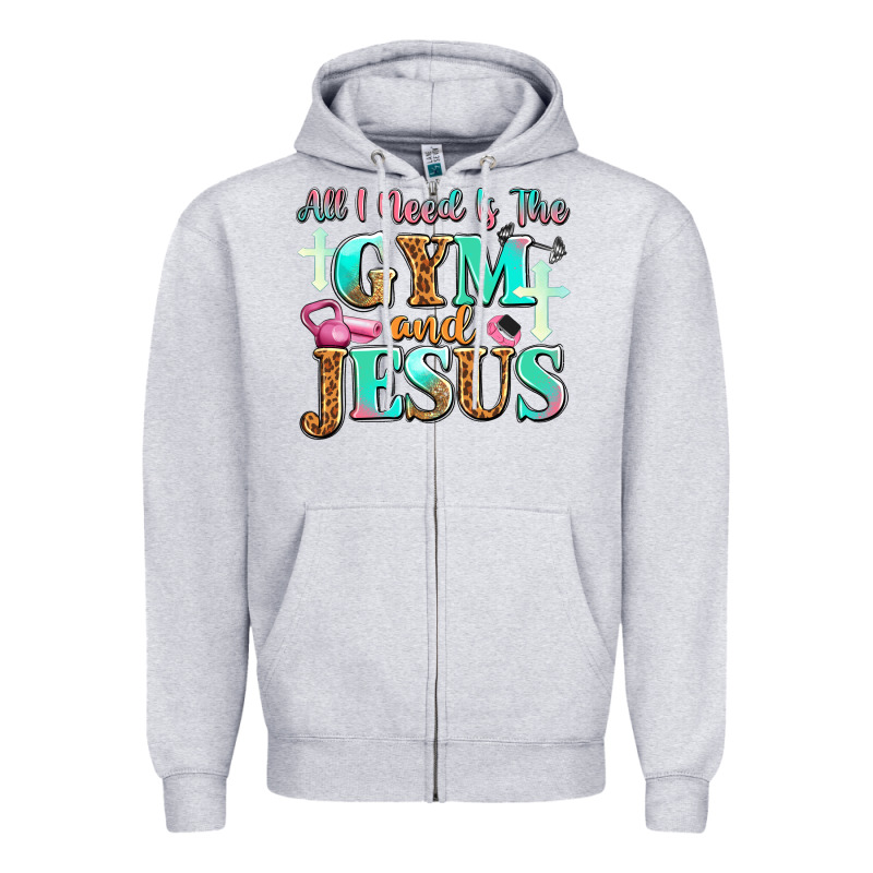 All I Need Is The Gym And Jesus Zipper Hoodie by JahusDesignShop | Teevron