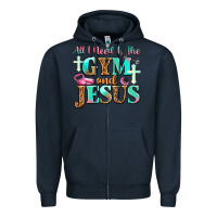 Navy all i need is the gym and jesus Zipper Hoodie - JahusDesignShop