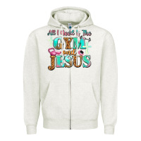 Oatmeal Heather all i need is the gym and jesus Zipper Hoodie - JahusDesignShop