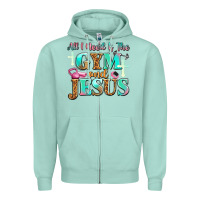 Seafoam all i need is the gym and jesus Zipper Hoodie - JahusDesignShop