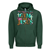 Sports Green all i need is the gym and jesus Zipper Hoodie - JahusDesignShop