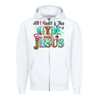 White all i need is the gym and jesus Zipper Hoodie - JahusDesignShop