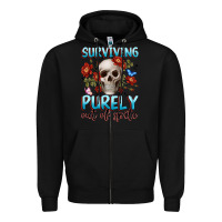 Black surviving purely out of spite Zipper Hoodie - JahusDesignShop