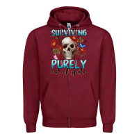 Burgundy surviving purely out of spite Zipper Hoodie - JahusDesignShop