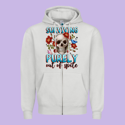 Surviving Purely Out Of Spite Zipper Hoodie Designed By Jahusdesignshop