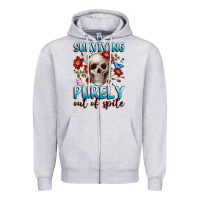 Heather Grey surviving purely out of spite Zipper Hoodie - JahusDesignShop