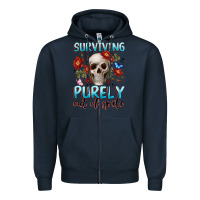 Navy surviving purely out of spite Zipper Hoodie - JahusDesignShop