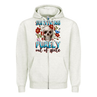 Oatmeal Heather surviving purely out of spite Zipper Hoodie - JahusDesignShop