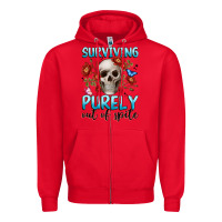 Red surviving purely out of spite Zipper Hoodie - JahusDesignShop