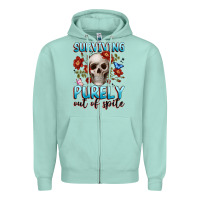 Seafoam surviving purely out of spite Zipper Hoodie - JahusDesignShop