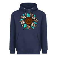 Navy sunflower cowhide Heavyweight Hoodie - JahusDesignShop