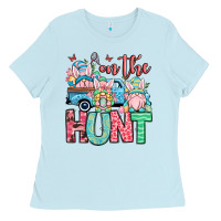 Baby Blue Easter gnomes on the hunt Ladies Tee - OliviaCreatesArt