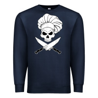 Navy chef skull and crossbones knives halloween Premium Sweatshirt - linhVisuals