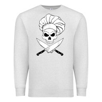 Oatmeal Heather chef skull and crossbones knives halloween Premium Sweatshirt - linhVisuals