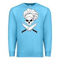 Ocean Blue chef skull and crossbones knives halloween Premium Sweatshirt - linhVisuals