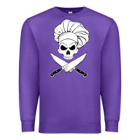 Purple chef skull and crossbones knives halloween Premium Sweatshirt - linhVisuals