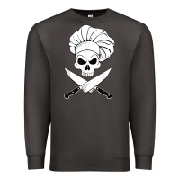 Smoke chef skull and crossbones knives halloween Premium Sweatshirt - linhVisuals