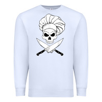 White chef skull and crossbones knives halloween Premium Sweatshirt - linhVisuals