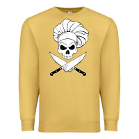 Antique Gold chef skull and crossbones knives halloween Premium Sweatshirt - linhVisuals