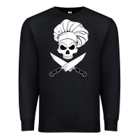 Black chef skull and crossbones knives halloween Premium Sweatshirt - linhVisuals