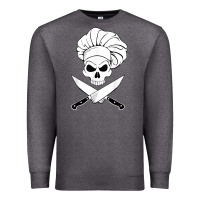 Charcoal Heather chef skull and crossbones knives halloween Premium Sweatshirt - linhVisuals
