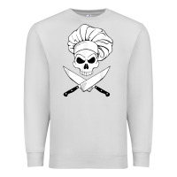 Dove Grey chef skull and crossbones knives halloween Premium Sweatshirt - linhVisuals