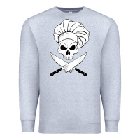Heather Grey chef skull and crossbones knives halloween Premium Sweatshirt - linhVisuals
