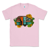 Bubblegum Pink caravan sunflowers and cactus Classic Tee - Artiststas