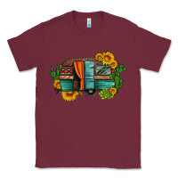 Burgundy caravan sunflowers and cactus Classic Tee - Artiststas