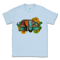 Dusty Blue caravan sunflowers and cactus Classic Tee - Artiststas