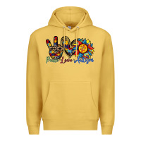 Antique Gold peace love autism sunflower Premium Hoodie - RacoonDesign