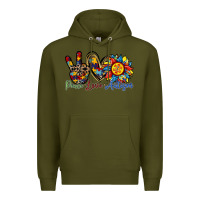 Army Green peace love autism sunflower Premium Hoodie - RacoonDesign