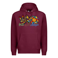 Burgundy peace love autism sunflower Premium Hoodie - RacoonDesign