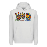 Dove Grey peace love autism sunflower Premium Hoodie - RacoonDesign