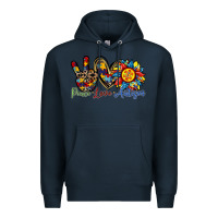 Navy peace love autism sunflower Premium Hoodie - RacoonDesign