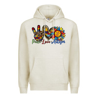 Oatmeal Heather peace love autism sunflower Premium Hoodie - RacoonDesign