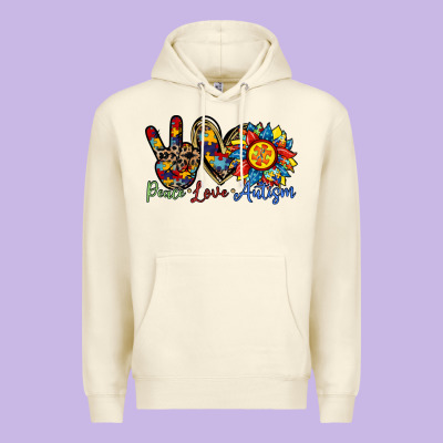 Peace Love Autism Sunflower Premium Hoodie Designed By Racoondesign