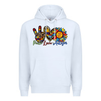 White peace love autism sunflower Premium Hoodie - RacoonDesign