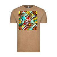 Vintage Coffee softball coffee cup and bat with leopard seamless pattern bbs Vintage Tee - BundleAndBundleShop