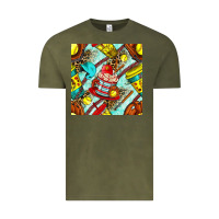 Vintage Olive softball coffee cup and bat with leopard seamless pattern bbs Vintage Tee - BundleAndBundleShop