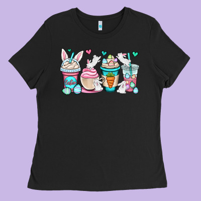 Easter Bunnies Coffee Cups Ladies Tee Designed By Oliviacreatesart