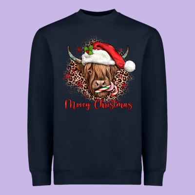Mooey Christmas Cow Heavyweight Sweatshirt Designed By Jahusdesignshop