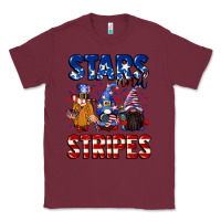 Burgundy Stars and stripes gnomes 4th of july Classic Tee - CowGirlArtShop