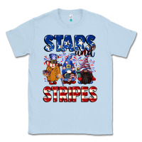 Dusty Blue Stars and stripes gnomes 4th of july Classic Tee - CowGirlArtShop