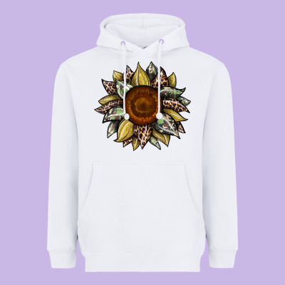 Sunflower Camouflage And Leopard 2 Heavyweight Hoodie Designed By Jahusdesignshop